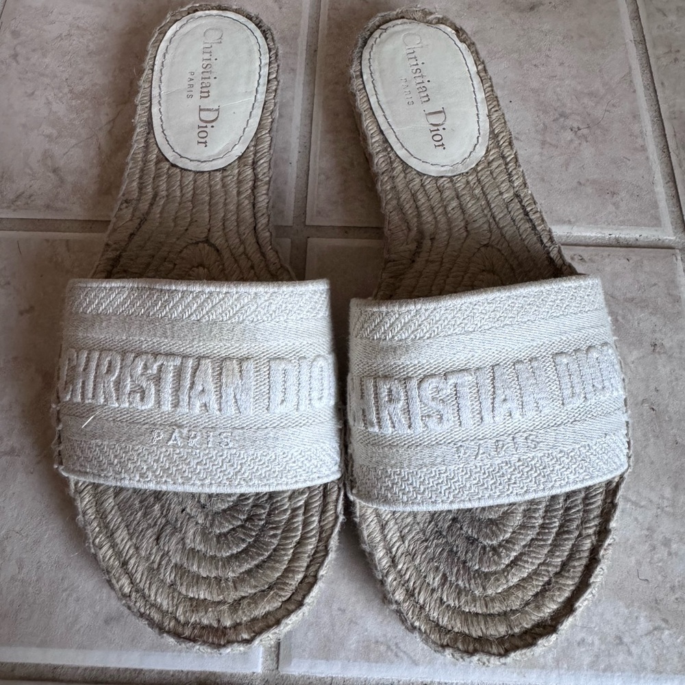 Dior Cream Espadrille Sandals